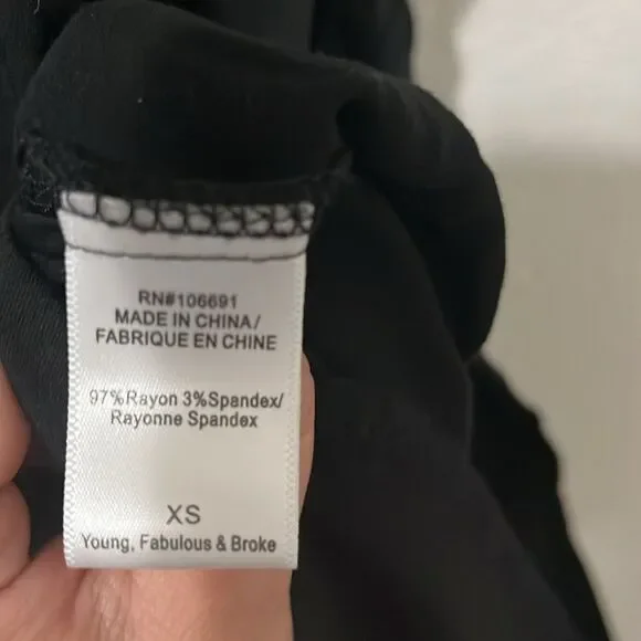 YOUNG FABULOUS & BROKE Classic Black Romper, Size XS - Picture 9 of 10